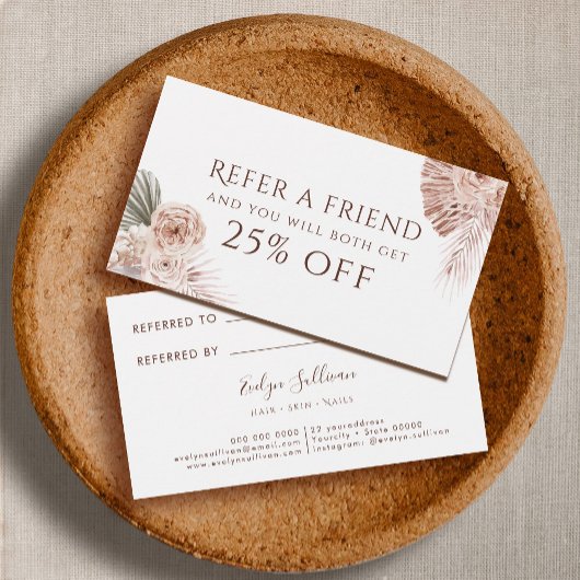 Boho rozen verwijzingskaart visitekaartje