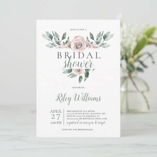 Boho Rozen Vrijgezellenfeest Kaart (Staand voorkant)