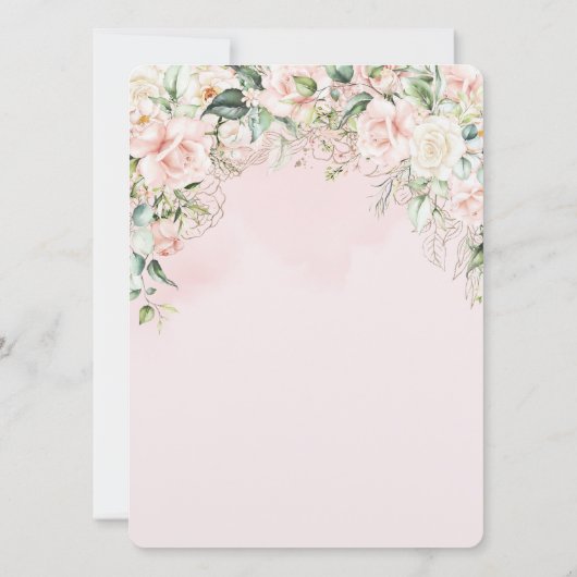 Boho Rozen, wijnglas bruids lunch Kaart (Achterkant)