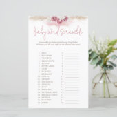 Boho Rozen Woordzoek Animals Baby Shower Spel (Staand voorkant)