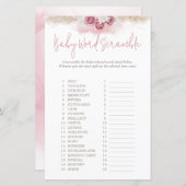 Boho Rozen Word Scramble Animals Baby shower Game (Voorkant / Achterkant)