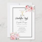 Boho Rozen Zwart Lijst RN Verpleegkundige Afstudee Kaart (Voorkant)