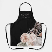 Boho rozen zwarte schoonheidsberoeps schort (Voorkant)