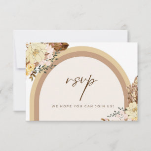 Boho RSVP-kaart Floral Neutral Color Enclosure Kaa RSVP Kaartje
