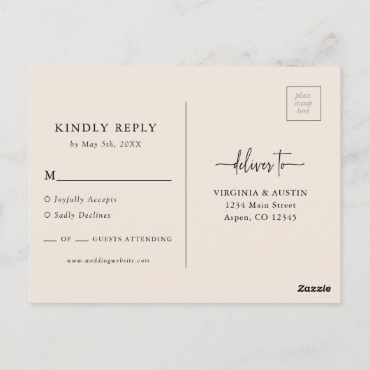 Boho RSVP Wedding Briefkaart (Achterkant)