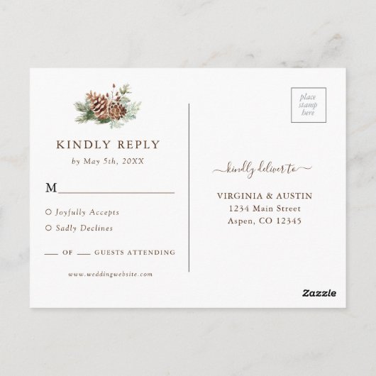 Boho RSVP Wedding Briefkaart (Achterkant)