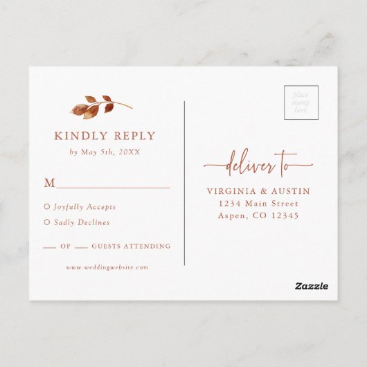 Boho RSVP Wedding Briefkaart (Achterkant)