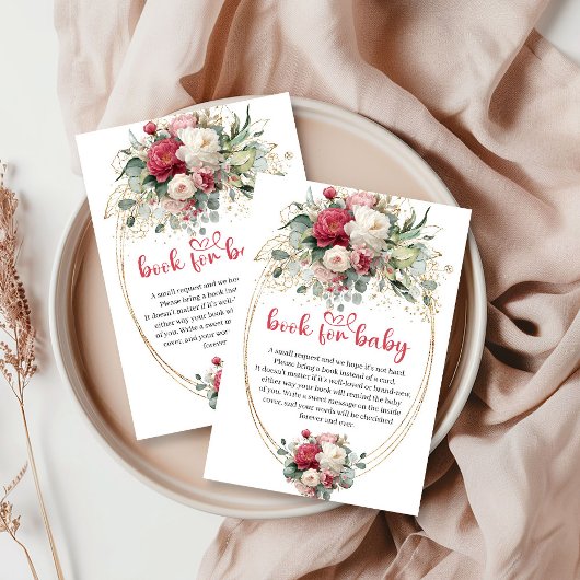 Boho Ruby Red Burgundy Greenery Book Request Card Informatiekaartje