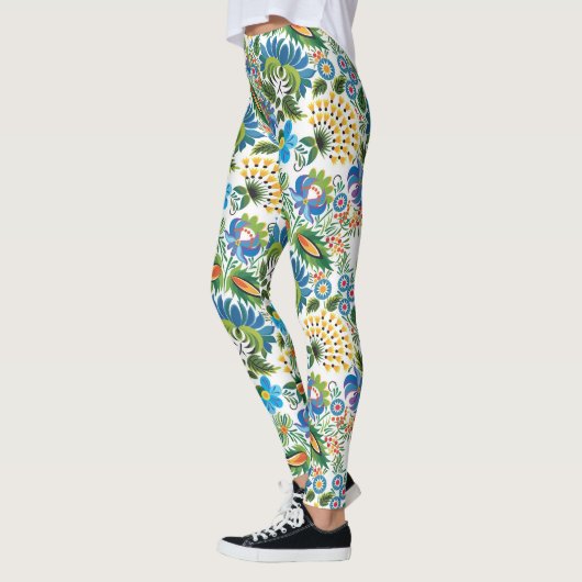 Boho Russian Folk Art Floral Pattern Leggings (Links)