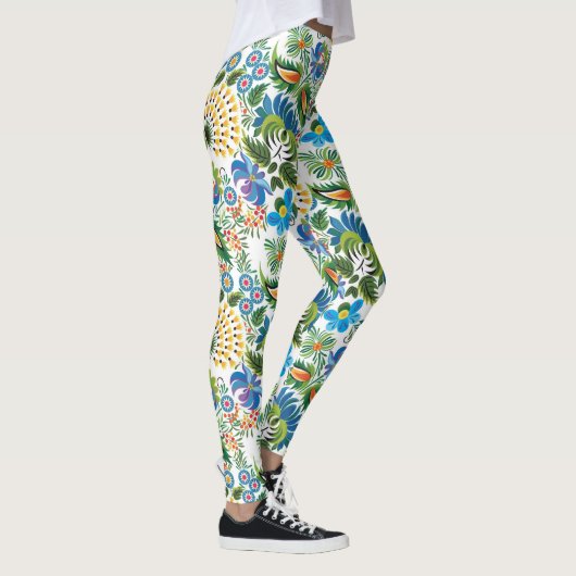Boho Russian Folk Art Floral Pattern Leggings (Rechts)