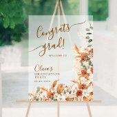 Boho Rust Bloemen Acryl Afstuderen Welkomstbord Bord