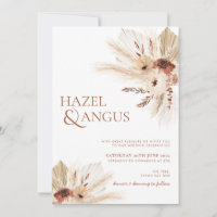 Boho Rust Bloemen Pampas Bruiloft Uitnodiging HAZE