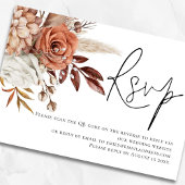 Boho Rust Bloemen Script QR Code Huwelijk RSVP Informatiekaartje