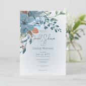 Boho Rust & Blue Floral op wit Vrijgezellenfeest Kaart (Staand voorkant)