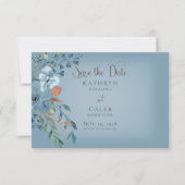 Boho Rust & Blue Floral Save the Date Kaart (Voorkant)