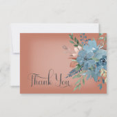 Boho Rust & Blue Floral Wedding Hartelijk dank Bedankkaart (Voorkant)