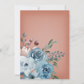 Boho Rust & Blue Floral Wedding Invitation Kaart (Achterkant)