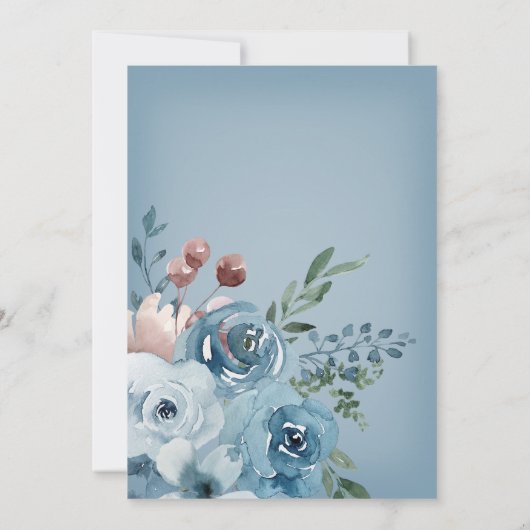 Boho Rust & Blue Floral Wedding Invitation Kaart (Achterkant)