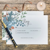 Boho Rust & Blue Floral Wedding Response Kaart