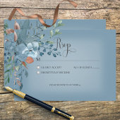 Boho Rust & Blue Floral Wedding Response Kaart