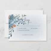 Boho Rust & Blue Floral Wedding Response Kaart (Voorkant)