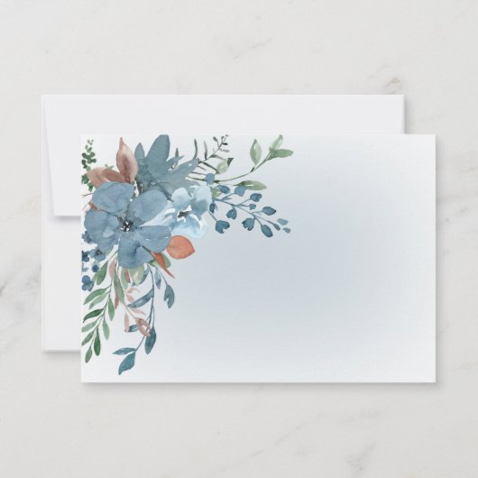 Boho Rust & Blue Floral Wedding Response Kaart (Achterkant)