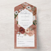 Boho Rust Burgundy Herfst Floral No Dinner All In One Uitnodiging (Binnen)