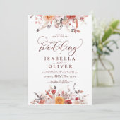 Boho Rust Burnt Oranje Terracotta Marsala Wedding Kaart (Staand voorkant)