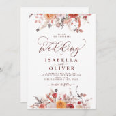 Boho Rust Burnt Oranje Terracotta Marsala Wedding Kaart (Voorkant / Achterkant)