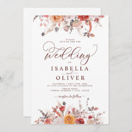 Boho Rust Burnt Oranje Terracotta Marsala Wedding Kaart