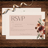 Boho Rust & Cream Herfst Bloemen Geen Diner RSVP Kaartje