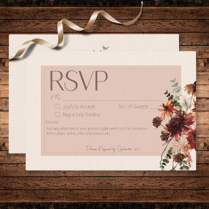 Boho Rust & Cream Herfst Bloemen Geen Diner RSVP Kaartje