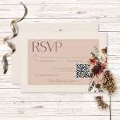 Boho Rust & Cream Herfst Bloemen RSVP Kaartje