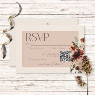 Boho Rust & Cream Herfst Bloemen RSVP Kaartje