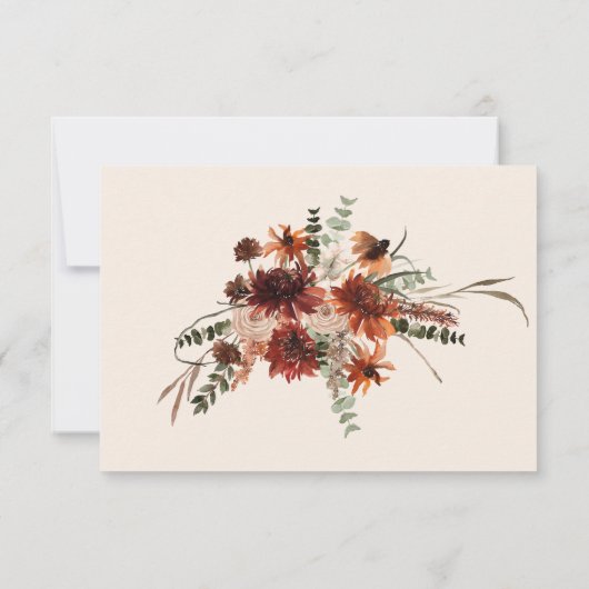 Boho Rust & Cream Herfst Bloemen RSVP Kaartje (Achterkant)