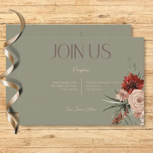 Boho Rust & Cream Herfst Bloemen Salie Groen Recep Informatiekaartje