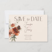 Boho Rust & Cream Herfst Bloemen Save The Date (Voorkant)
