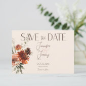 Boho Rust & Cream Herfst Bloemen Save The Date (Staand voorkant)