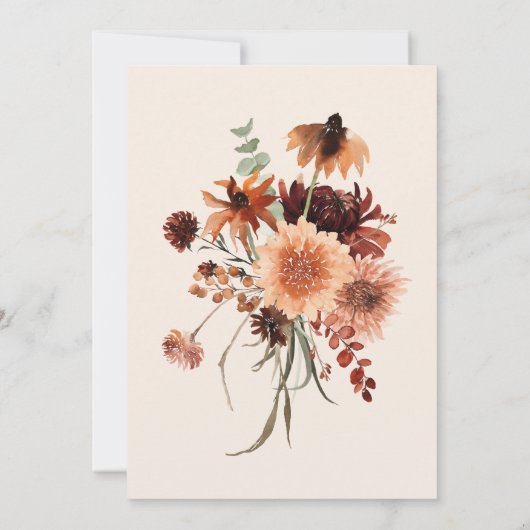 Boho Rust & Cream Herfst Bloemen Vrijgezellenfeest Kaart (Achterkant)