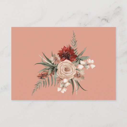 Boho Rust & Cream Herfst Bloemenperzik Roest Recep Informatiekaartje (Achterkant)