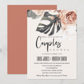 BOHO RUST FLORAL MONSTRERA COUPLES SHOWER INVITE BEDANKKAART (Voorkant / Achterkant)