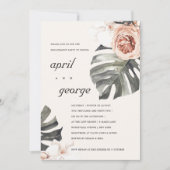 BOHO RUST FLORAL MONSTRERA LEAF VERLOVING INVITE BEDANKKAART (Voorkant)