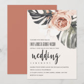 BOHO RUST FLORAL MONSTRERA LEAF WEDDING INVITE BEDANKKAART (Voorkant / Achterkant)