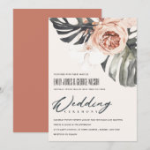 BOHO RUST FLORAL MONSTRERA LEAF WEDDING INVITE BEDANKKAART (Voorkant / Achterkant)