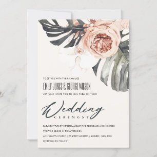 BOHO RUST FLORAL MONSTRERA LEAF WEDDING INVITE BEDANKKAART