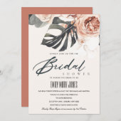 BOHO RUST FLORAL MONSTRERA VRIJGEZELLENFEEST INVIT BEDANKKAART (Voorkant / Achterkant)