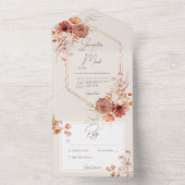 Boho Rust Herfst Floral Lijst op Cream No Dinner All In One Uitnodiging (Binnen)
