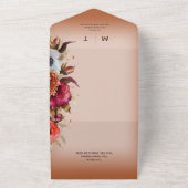 Boho Rust Modern Floral Wreath QR Code All In One Uitnodiging (Buitenkant)