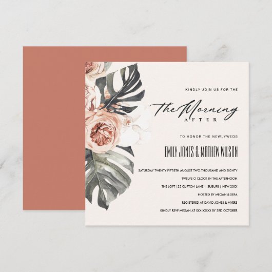 BOHO RUST MONSTERA FLORA DE MORGEN NA AFSTAND KAART (Voorkant / Achterkant)