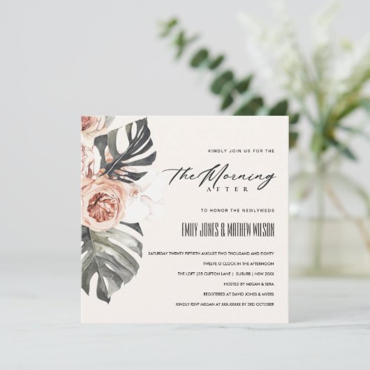 BOHO RUST MONSTERA FLORA DE MORGEN NA AFSTAND KAART (Staand voorkant)